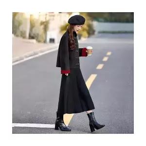 템퍼티샵 여성 레드 리버시블 울 코트 쇼트 겨 모직 SOH4