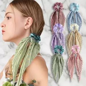 /신상오픈런 여성용 폴리에스터 긴 골드 스카프 헤어밴드