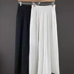 여성 레이온 뒷밴드 핀턱 와이드 롱바지