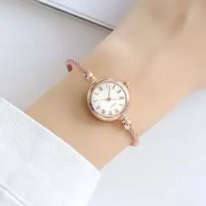 와이어 뱅글 여성 손목시계 로즈골드 로마숫자