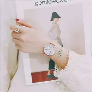 레이어드 팔찌 손목시계 2종세트 피치핑크