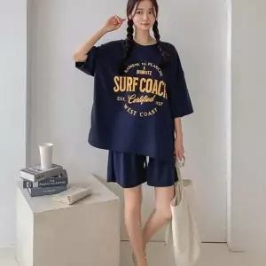 박스반팔티 레터링 빅사이즈 밴딩 투피스 끈반바지