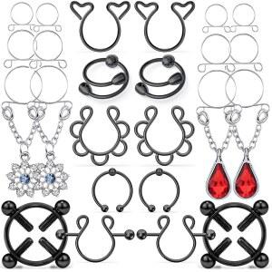 카도고노 가짜 유두 피어싱 / 가짜 유두 반지.