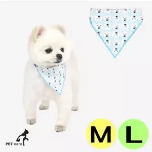 폴라베어 애견 블루 패턴 심플 M-L 패리스독 머플러 강아지스카프 애완스카프