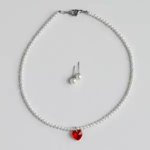 크리스탈 하트 핵 진주 세트 진주목걸이 진주 스승의날선물 여자친구선물 부모님선물