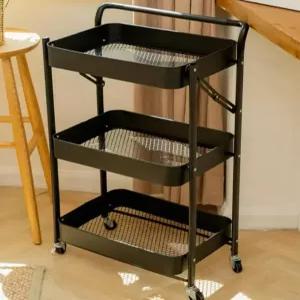 트롤리 3단 접이식 이동식 선반 철제 이동형선반 수납 카트 트롤리