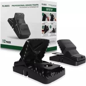 필페스코 12종 전문 등급 초대형 쥐 스냅 트랩 마우스 재사용 가능한 실내 및 실외 해충 방제 설치류