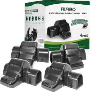 필페스코 4종 전문 등급 초대형 터널 쥐 스냅 트랩 마우스 재사용 가능한 실내 및 실외 해충 방제 설치류