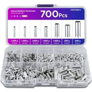 600/700피스 Bare Terminal Tubular Wire End Ferrules Mix Size Unulated Cable Sleeves Simple for Conne