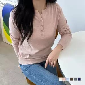 [NS홈쇼핑][샵앤] 국산 여성 캐시미어 6컬러 버튼 헨리넥 니트티 WDMS-WKN-TS12457947..