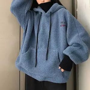 [라일리여성의류] Rly 소매 레이어드 후드 겨울 뽀글이 후리스 목폴라