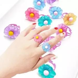 아동 조절 반지 여아 무광 꽃 무늬 반지 6개세트-WFISKCR