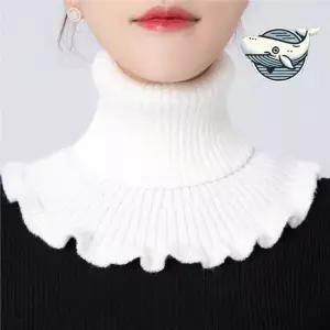 예쁜 레이어드 겨울 케이프 목폴라 넥 워머 페이크카라 넥케이프 레이스카라 탈부착카라
