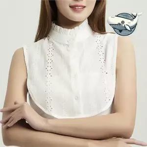 여성용 레이어드 블라우스 프릴 차이나 카라 페이크카라 넥케이프 레이스카라 탈부착카라