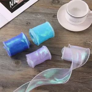 [라미컴퍼니]망사 리본 포장 쉬폰 끈 리본끈 오로라원단 레이스끈 면 리폼 테이프 포장끈 리본공예 꽃 ...