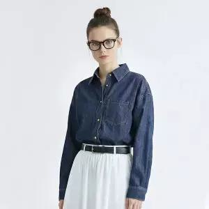 [NS홈쇼핑][샵앤] 여성 카라넥 스티치 격자 데님 남방 셔츠 NARU-WBL-21047[35705291]