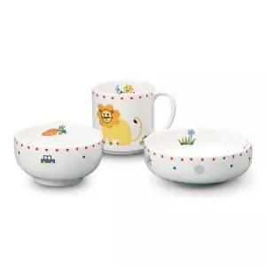 한국도자기 국산 어린이 식기 세트 쥬 키디 1인 반상기 3p