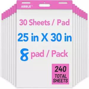 초끈적한 이젤 패드 25 x 30 인치 장 /Pad 8 /Pack PinK 화이트보드용 대형 셀프 스틱 플립 차트 용지 교사