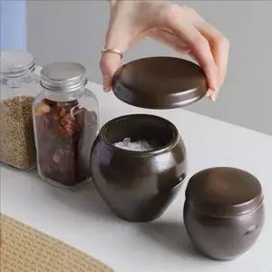 [콩심팥심]소형 소금 저장항아리 미니 장독대 옹기 단지 수제 조리용 항아리