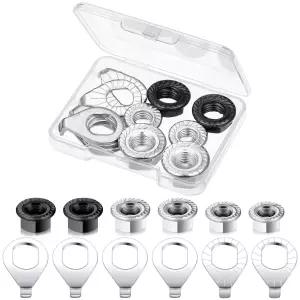 12개 자전거 액슬 너트 및 세이프티 워셔 키트 - 3사이즈 허브 플랜지 하드웨어 스틸 앞뒤 바퀴용 부품