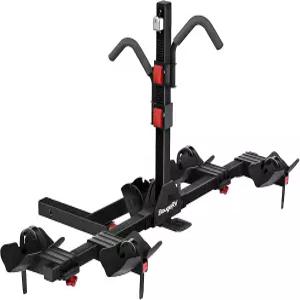 SUV 및 트럭을 위한 BougeRV 잠금식 히치 마운트 자전거 랙 플랫폼 2-자전거 캐리어 경량 전기 호환 접이식