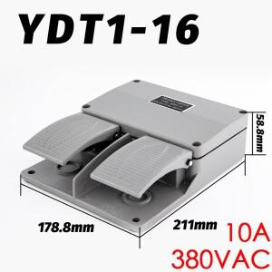 10a 380vac YDT1-16 듀얼 풋 스위치 순간 페달 실버 접촉 알루미늄 쉘 더블 피트 트레드
