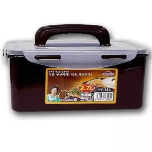 [골드스마일]밀폐 보관용기 직사각 김치통 2.7L 반찬 보관함 핸들형 유리용기