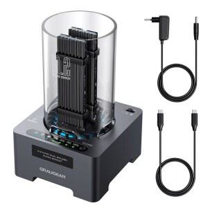 GRAUGEAR NVMe M.2 SSD 복제기 듀얼 베이 오프라인 클론 도구 없음, 20Gbps USB C to 드라이브 도킹 스테이션 어댑터 인클로저(M2 하드 M-Key용)