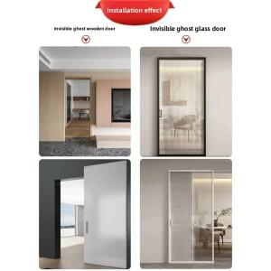 트랙리스 고스트 도어 인비저블 알루미늄 프레임 슬라이드 하드웨어 양방향 버퍼 우드 홈 가든