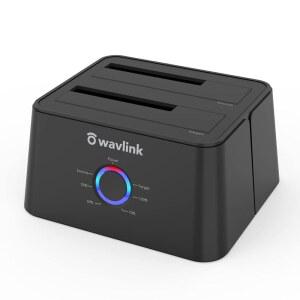 WAVLINK USB 3.0 및 C에서 SATA 듀얼 베이 외장 하드 드라이브 도킹 스테이션(2.5/3.5인치 HDD/SSD, UASP(6Gbps) 지원, 오프라인 클론/복제기 기능 [16TB X2]-블랙