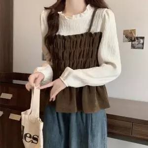 [하프클럽/]페이첼 스모크 뷔스티에 블라우스