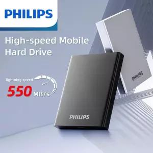 필립스 휴대용 SSD, 1TB 외장형 솔리드 스테이트 드라이브, 최대 속도 550MB/s, USB 3.2 Gen 2, 게임 및 학