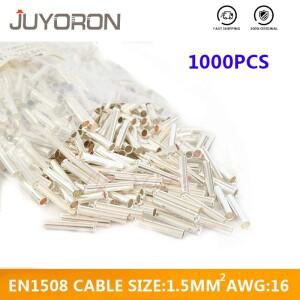 비절연 엔드 케이블 터미널 와이어 커넥터용 베어 구리 페룰, 주석 도금 크림프 EN1508, 1000PCs, 16AWG