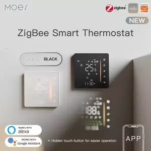 Moes Zigbee 온도 조절기 물전기 바닥 난방 보일러 습도의 실내 온도 컨트롤러 Tuya Alex 5A16A와 작동
