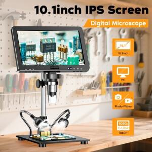 Hayve 성인용 10.1 인치 LCD 디지털 현미경 DM13 전자 수리, 동전, 보석 PC View 32GB 용 납땜