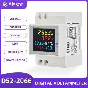 6IN1 Din 레일 디스플레이 스마트 에너지 미터 110V 220V 380V 100A AC 모니터 전압 전류 전력 주파수 역률