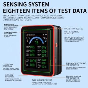 휴대용 18-in-1 공기질 모니터 AQI CO PM2.5 PM10 PM0.3 TVOC HCHO C6H6 감지기 (1년 이력 데이터 저장 기