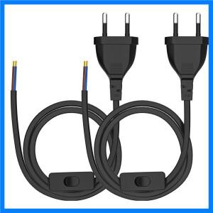 2m/3m/5m 유로 C 플랫 플러그 전원 코드 2 핀 DIY 배선 램프 스위치 전원 연장 케이블 검정 흰색