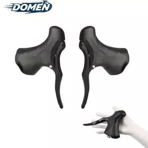 DOMEN 자전거 브레이크 핸들 MTB 로드 바이크 미끄럼 방지 알루미늄 앞뒤 브레이크 레버 드롭 바 자전거 레