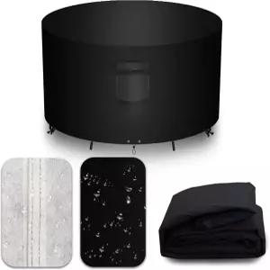 CNCZMH 헤비 듀티 파티오 가구 커버 방수 600D 원형 야외 단면 소파 식탁 및 의자 세트 20 DIA x 23 H 블랙