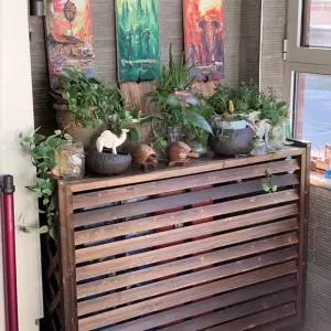 에어컨실외기커버 실외기그늘막 나무 선반 부식방지