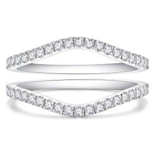 여성용 요데와 곡선 모이사나이트 웨딩 밴드, 얇은 링 인핸서 및 랩, 스태커블 하프 이터널 페이크 다이아몬드 스털링 실버 1.3mm