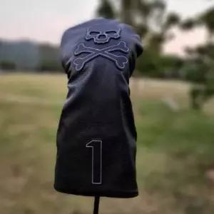 스컬 가죽 골프채 커버 드라이버 커버 BLACK 골프용품 클럽커버 헤드커버 골프악세사리 커바 소프트재질