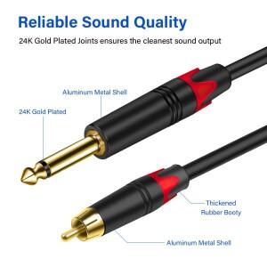 [호환제품] 스피커 기타 믹서 용 RCA 케이블에 6.35mm Hifi 스테레오 오디오 커넥터 1/2/3/5/10 미터 길이