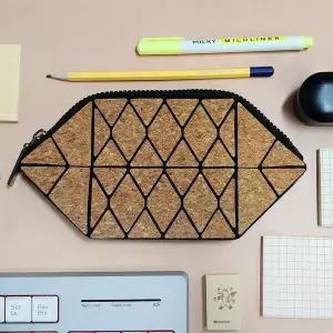 코르크 패턴 메이크업 파우치 소