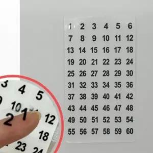 [셀러에이드]1매(1-60번) 1cm 투명 원형 번호 넘버링 스티커 번호