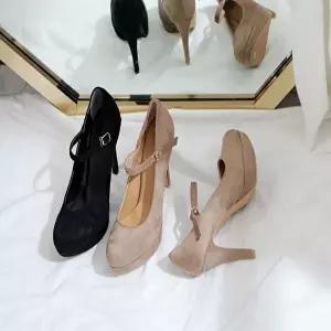 펌프스힐 메리제인 스웨이드 가보시 스트랩-WFIYYK1