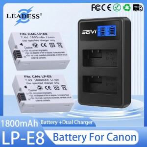 1800mAh LP-E8 배터리 + Canon EOS 550D 600D Kiss X4 X5 X6i X7i 반란군 T2i T3i T4i T5i 카메라 용 듀얼
