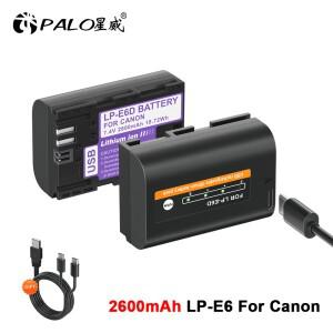 PALO 2600mAh LP-E6 LP E6 타입-C 충전식 배터리 (캐논 5D Mark II 7D 60D EOS 80D R 카메라용)