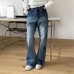 여자 봄신상 빈티지 워싱 부츠컷 데님 팬츠